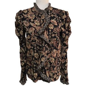 ​MISA Los Angeles Garance Blouse Gilded Paisley Floral Ruffle Puff Sleeve XS